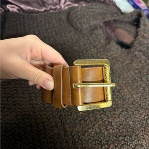 Michael Kors Tan Leather Belt with Gold Buckle